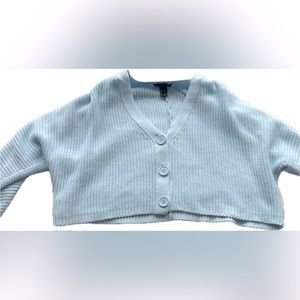 Forever 21 Light blue cropped button up cardigan size small